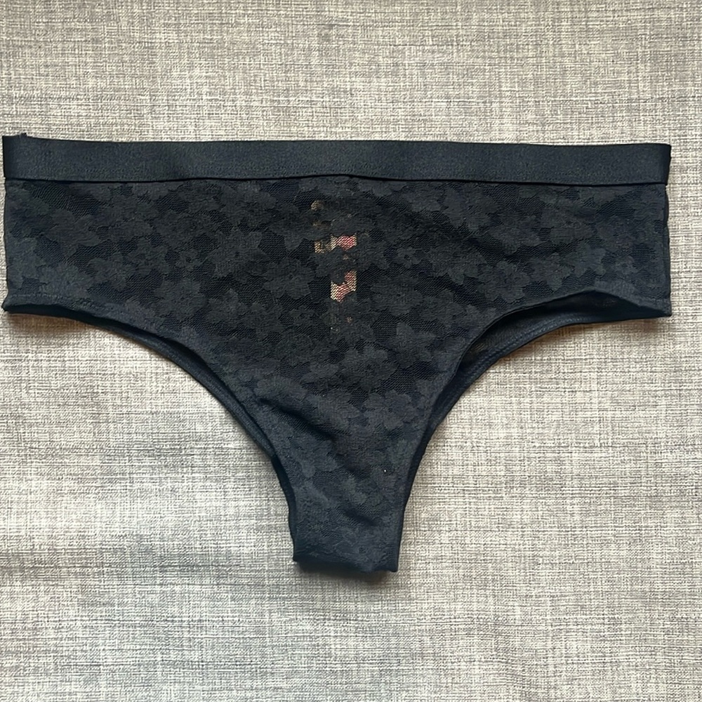 Victoria's Secret PINK Black Lace Cheeky Sexy Underwear Small NWT
